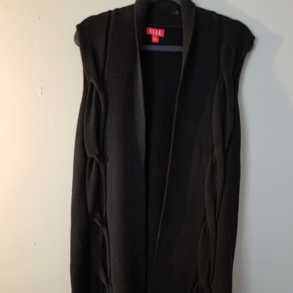 Elle Black Acrylic & Cotton Duster - sleeveless